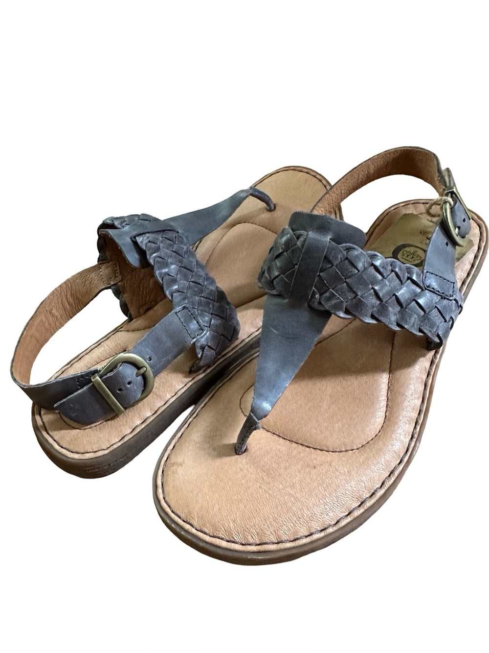 NWT Born Leather Braided Thong Sandal Gray Sz 9 - Picture 4 of 8